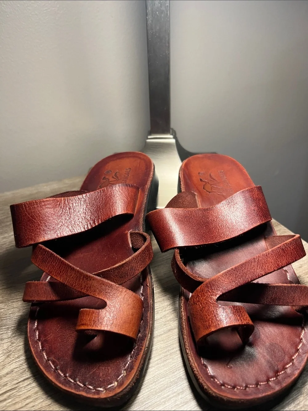Camel Sandals KidsBrown Leather Slide Sandals—-stock (03)